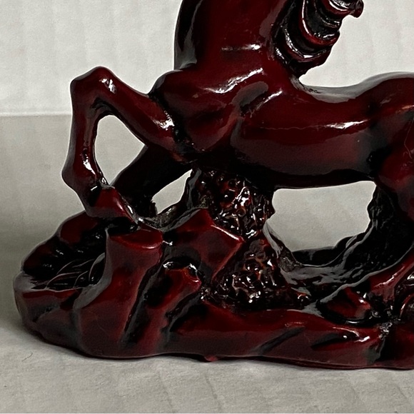 Chinese Resin Wild Horse cinnabar Red Statue Sculpture Vintage Feng Shui Lucky - Picture 9 of 16